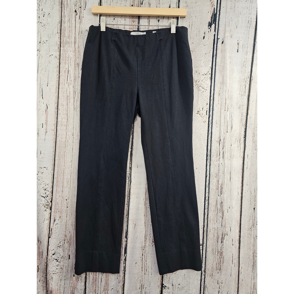 Vince. Leggings Womens L Black Solid Pintuck Seam Italian Ponte Knit Ankle Slit